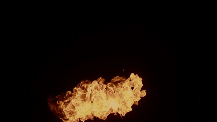 Continuous fire explosion isolated on black background, vfx element