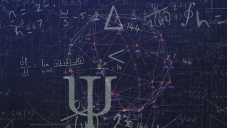 animation of mathematical data processing over globe with connections