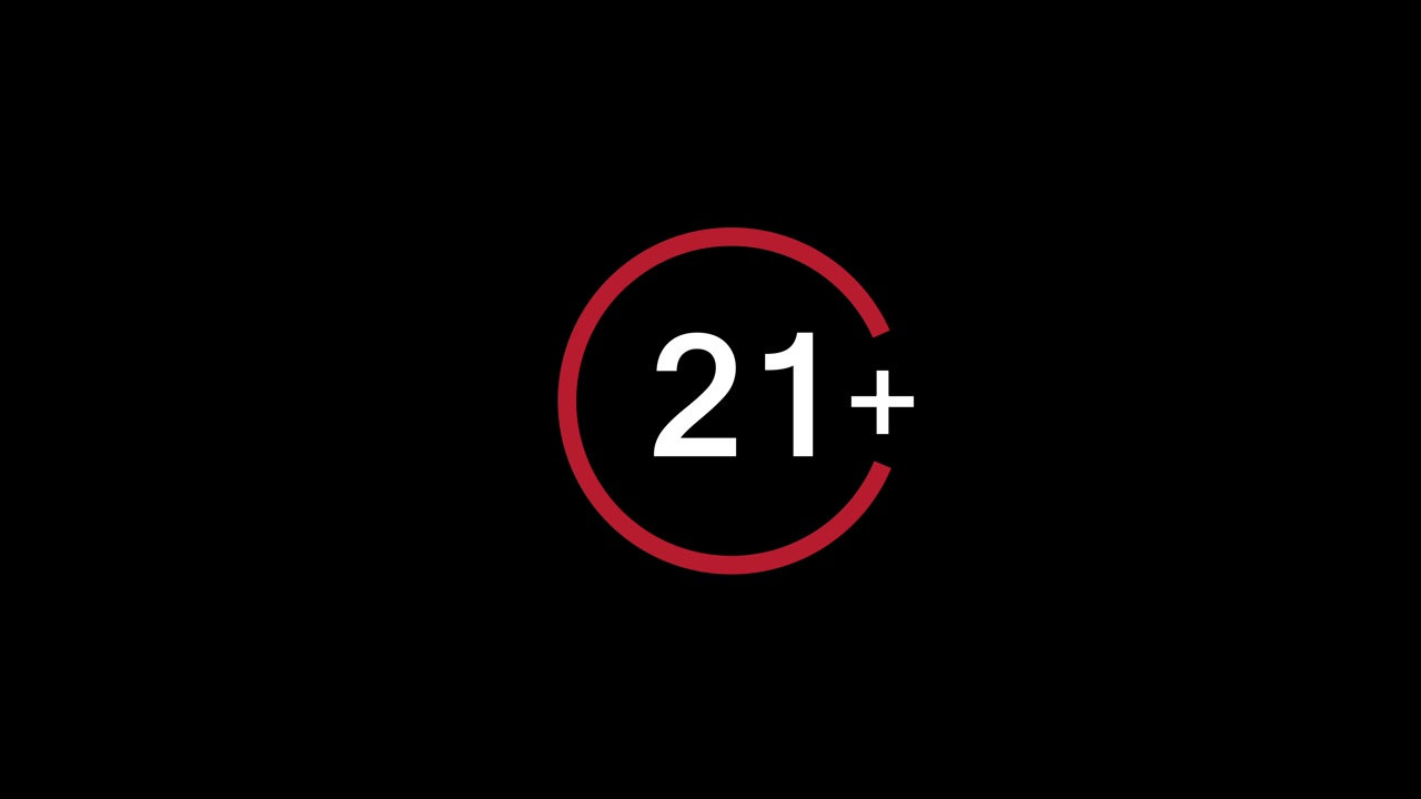 Animated 21 Plus Age Restriction Symbol on Black Background