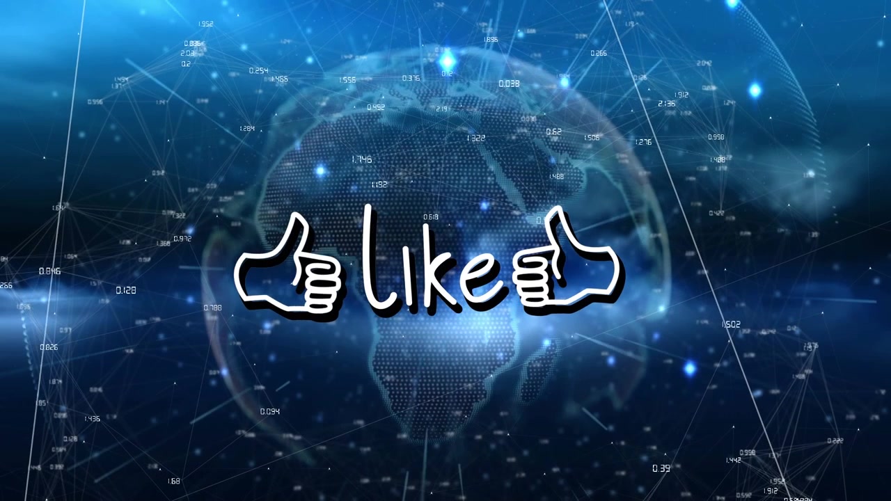 ภาพเคลื่อนไหวของข้อความ "Like" เหนือลูกโลก