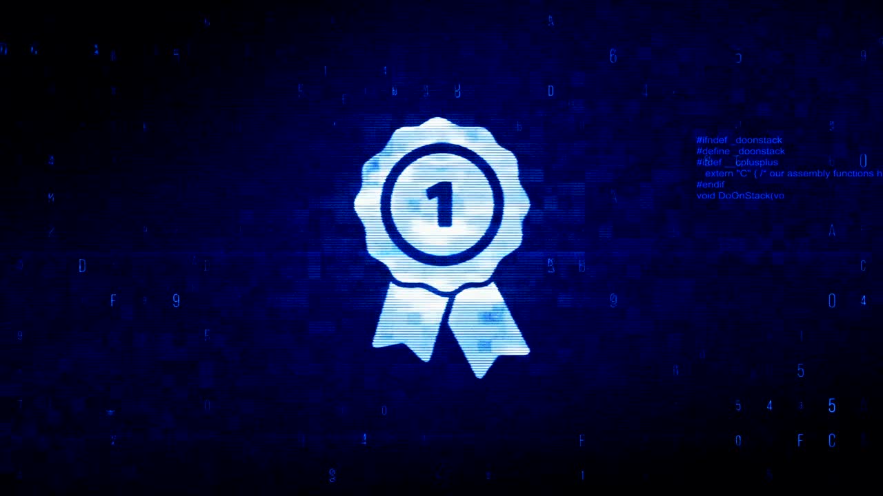 el símbolo del premio de la cinta es la animación de error de ruido de píxeles digitales.