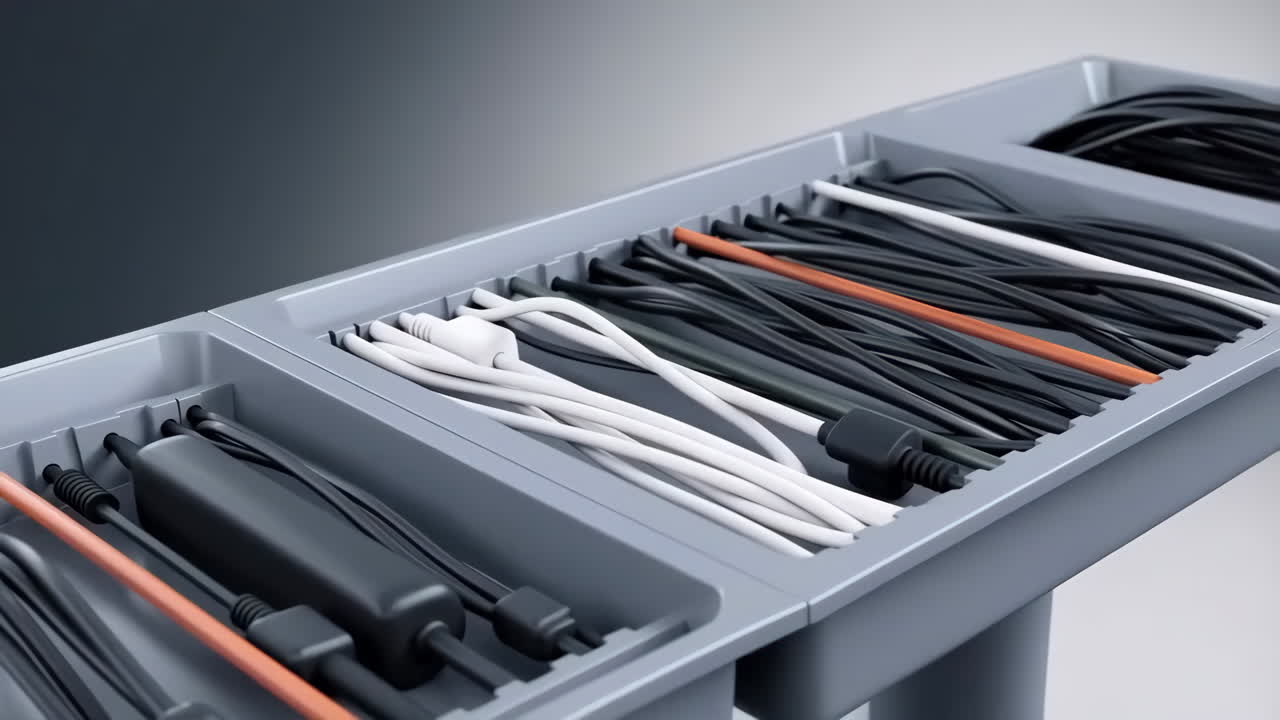 Organized Cables in a Storage Tray