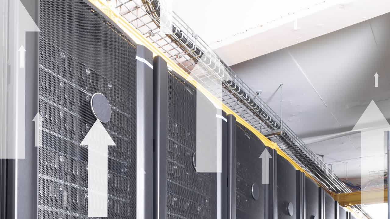 flecha de animación que se mueve hacia arriba sobre los sistemas de servidor de datos