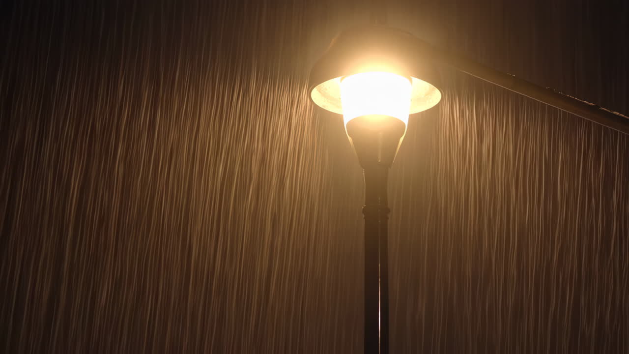 Street Lamp in the Rain at Night