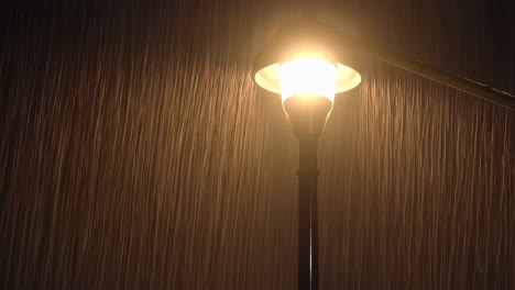 street lamp in the rain at night