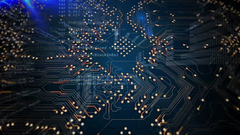 animación del procesamiento de datos sobre puntos de luz