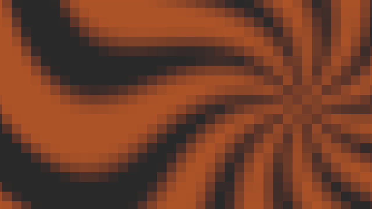 Pixel arancioni con pattern a 8 bit su gradiente nero