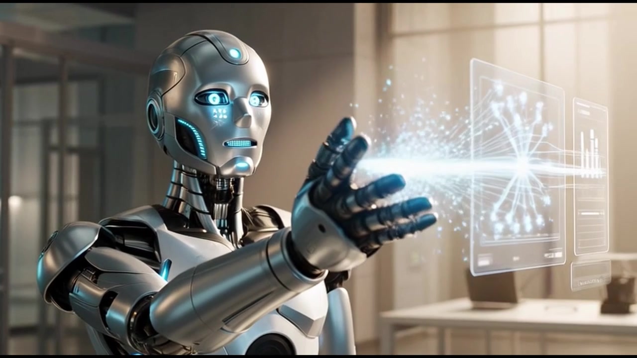 Humanoid Robot Interacting with Holographic Data Interface