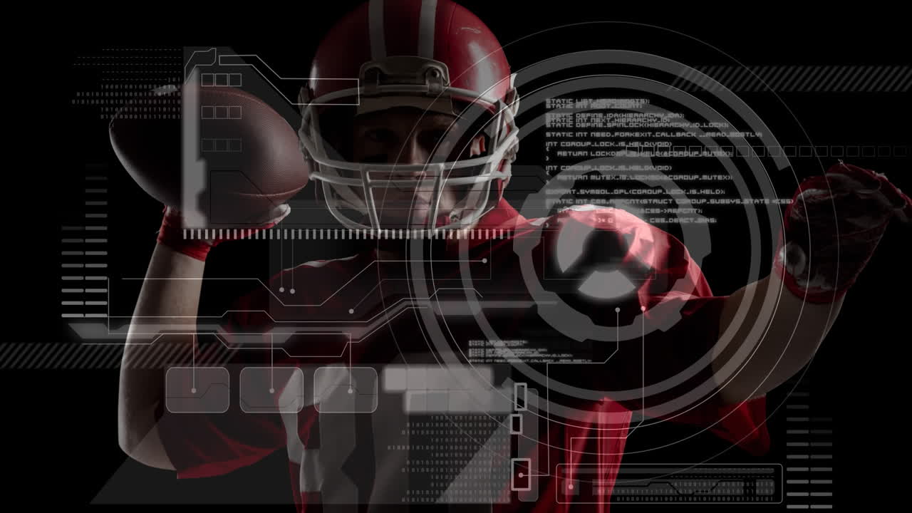 Animation of data processing over american football player