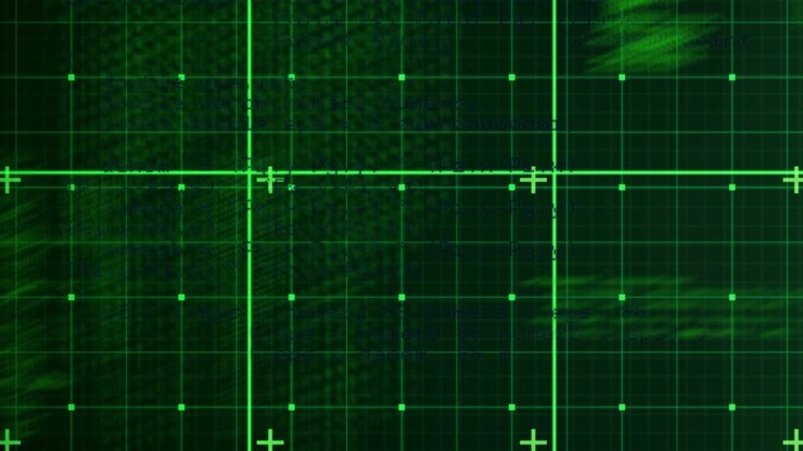 Animation af databehandling over et gitter.