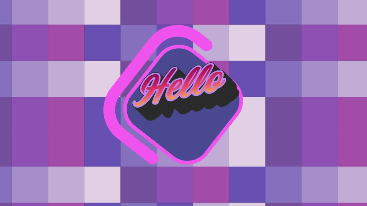 animación del texto de saludo sobre las formas.