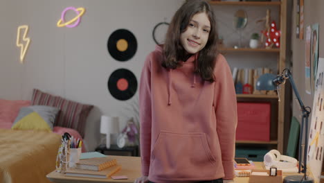 teenage girl in her bedroom