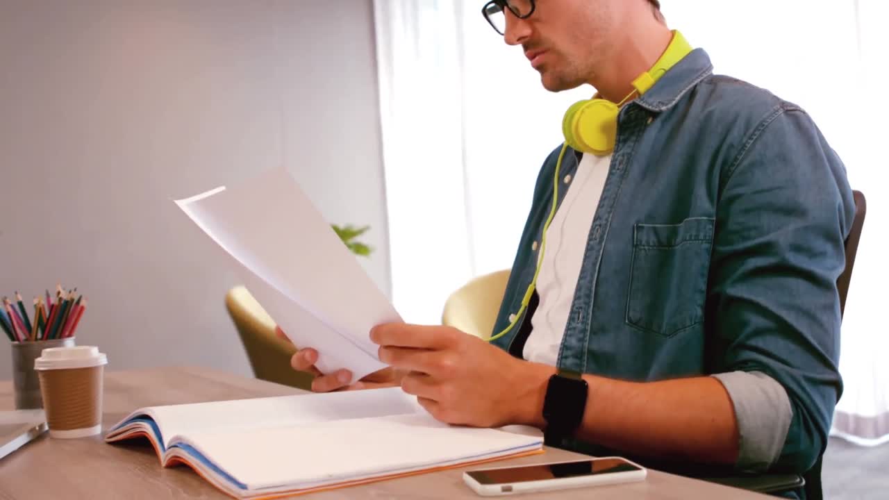 Businessman looking at documents