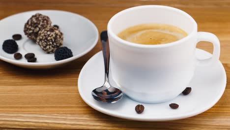 making coffee - milk is poured into coffee