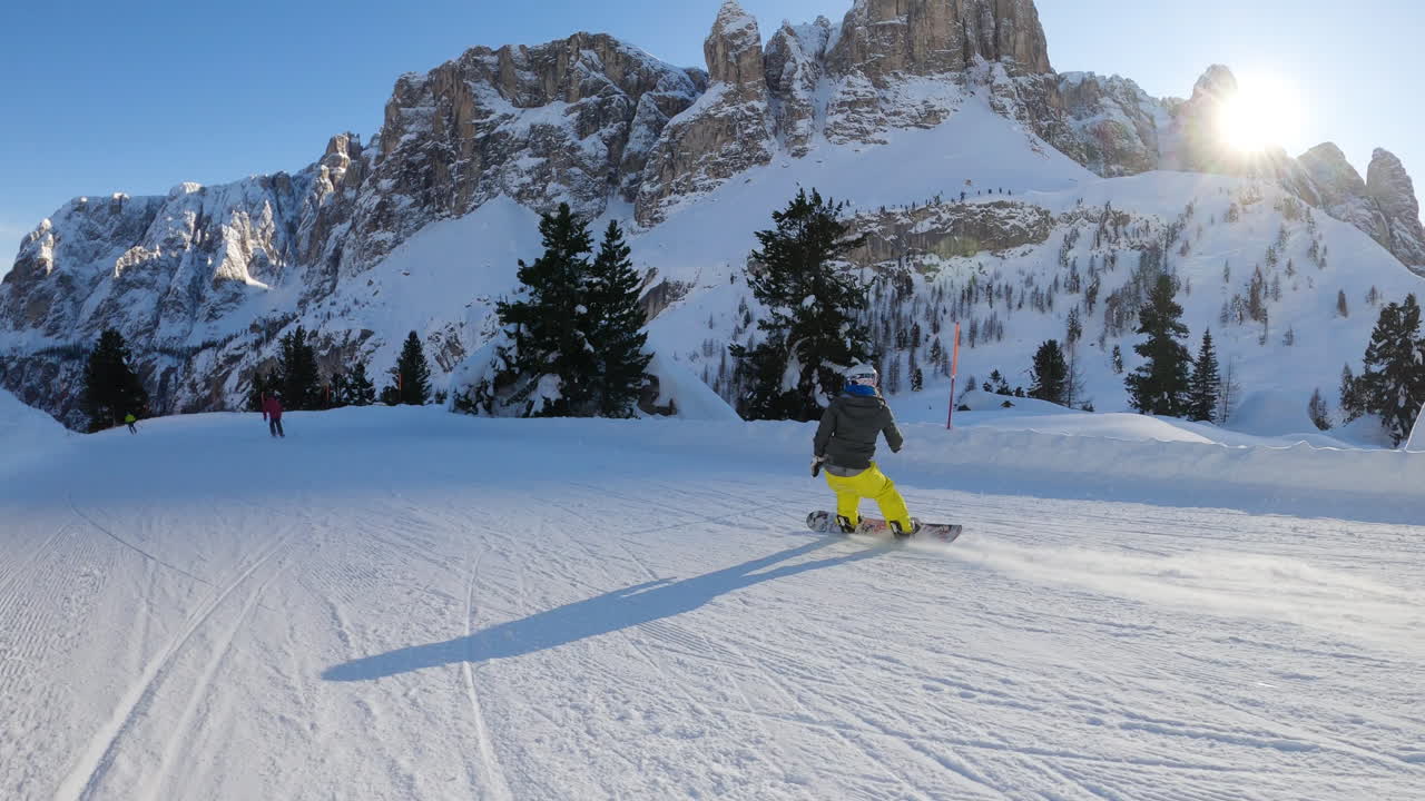 Snowboarding in the Italian Alps
