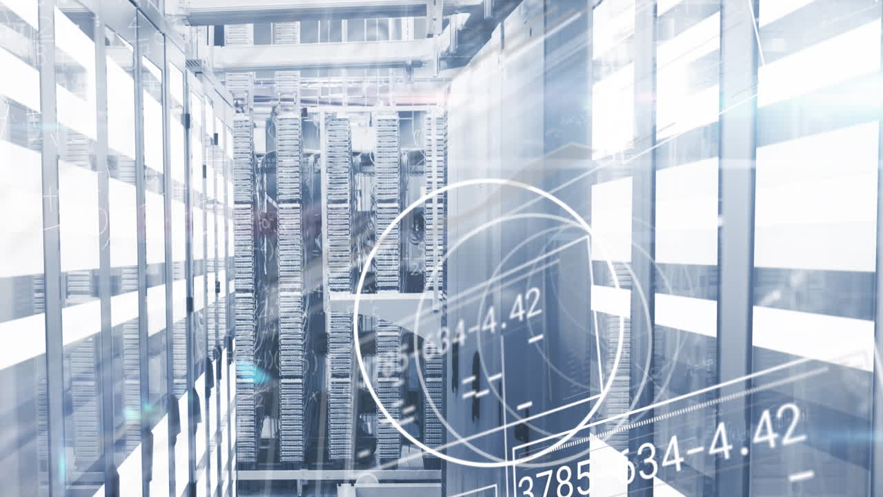 컴퓨터 서버를 통해 금융 데이터 처리의 애니메이션