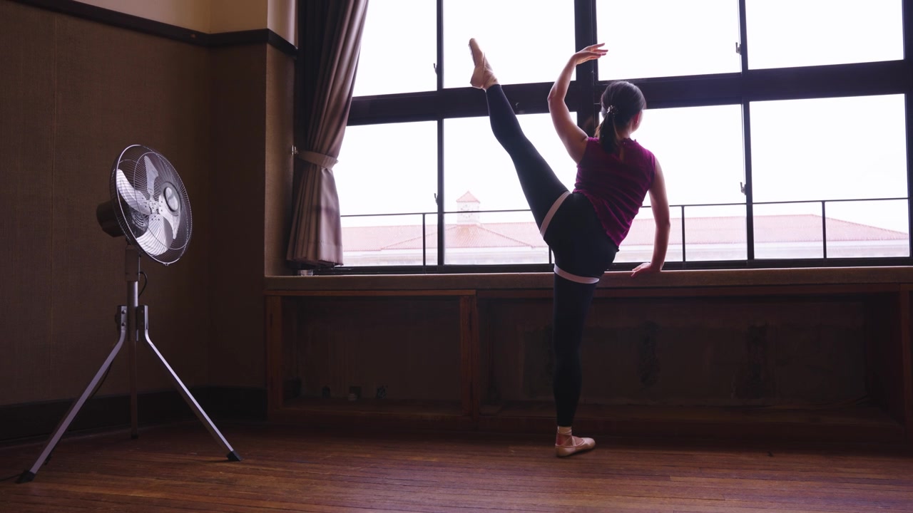 Girl Stretching Before Dance Practice, Ballet Practice, High Key Shot