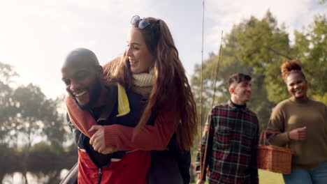 piggyback, nature and a couple of friends