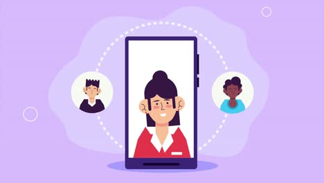 group of business persons in smartphone