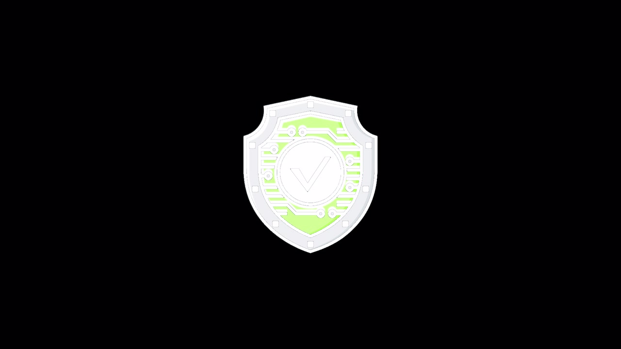 Digital Shield Icon with Circuit Board Pattern and Checkmark