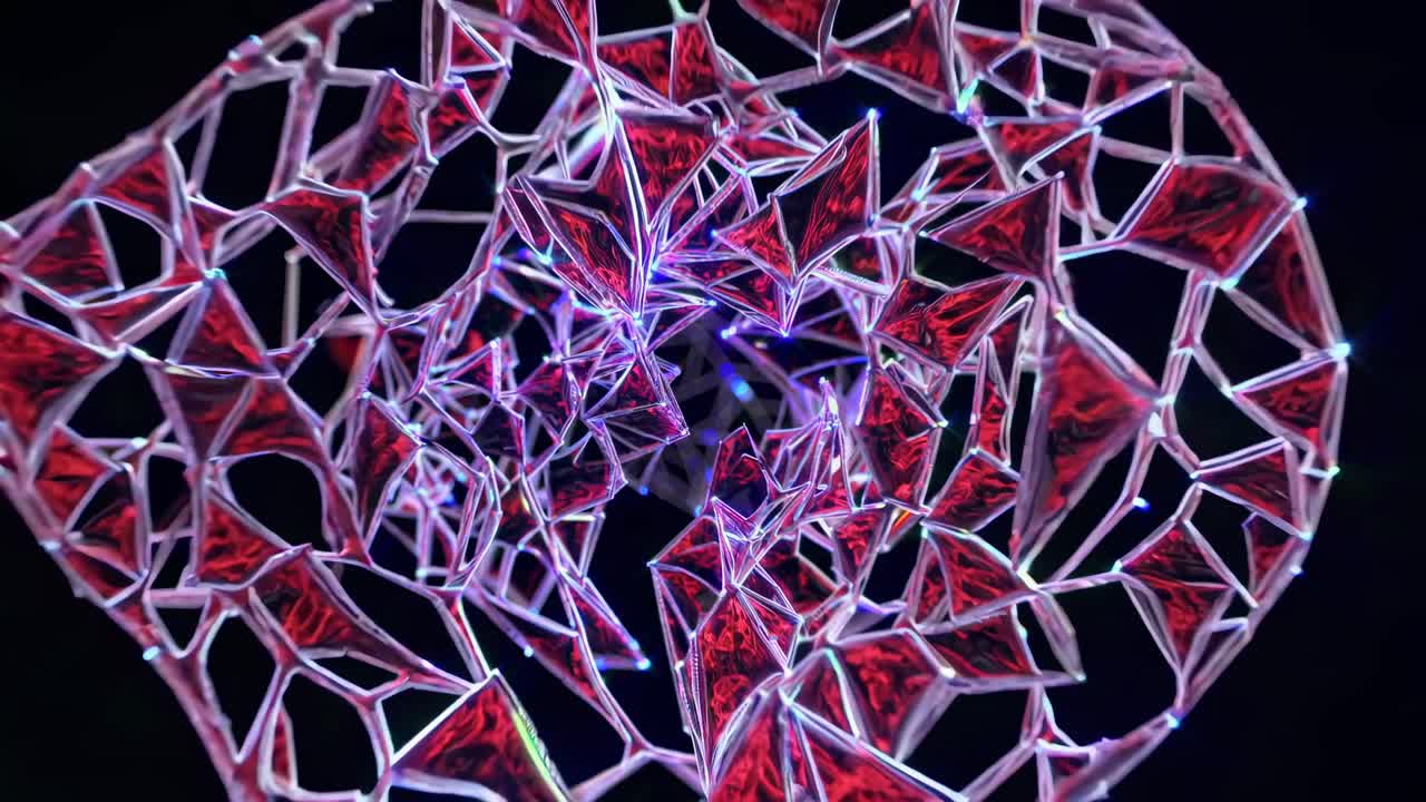 Abstract Geometric Glowing Crystal Structure