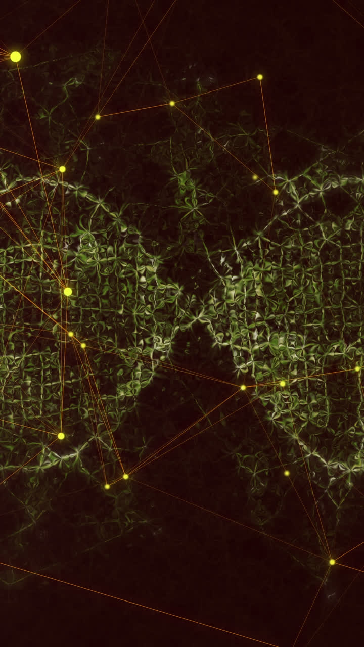 animación de la red de conexiones y ondas que se mueven sobre un fondo negro