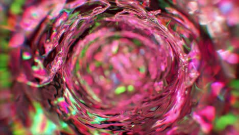 embudo de agua giratorio en iluminación de neón. túnel de agua redondo. color rosa. animación 3d de un bucle sin costuras.