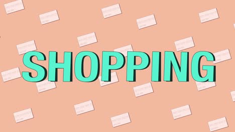 shopping sign banner seamless and looping background for promo or advertising. concept of sale, shop and credit card - moving pattern looping video for special offer, animation seamless shopping intro