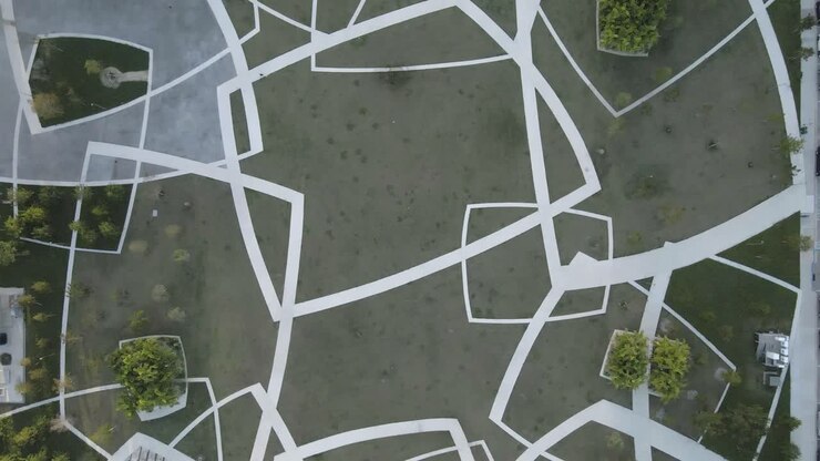 High vertical view of Miami Beach's Convention Center Park design
