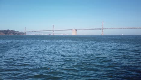 gimbal wide static shot of the bay bridge in san francisco, california