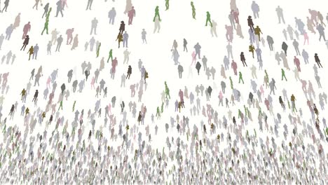 zooming out to the large crowd of people in white background animation