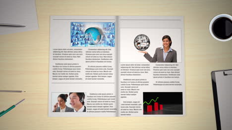 volviendo a mano las páginas de la revista de negocios world news