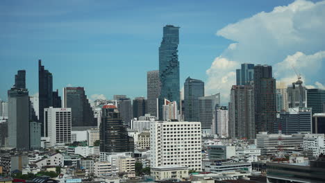 king power mahanakhon, formerly known as mahanakhon, is a mixed-use skyscraper in the silom sathon central business district of bangkok, thailand, timelapse of clouds and cars daytime