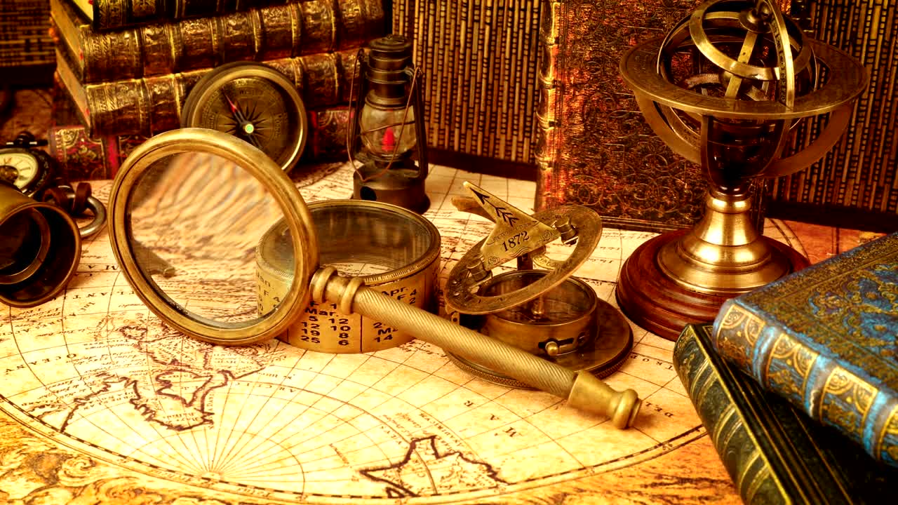 1565년의 오래된 지도에 그려진 빈티지 고정물입니다.