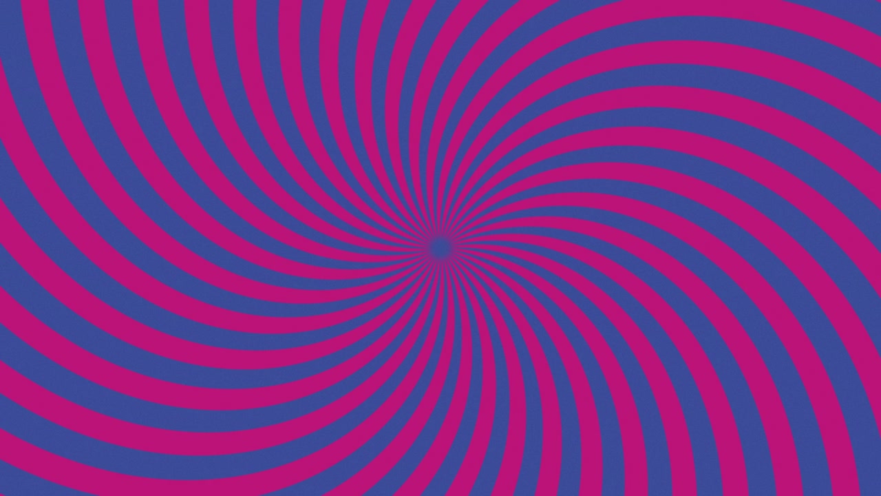 Curve blue and pink radial lines spin around the center of a background.