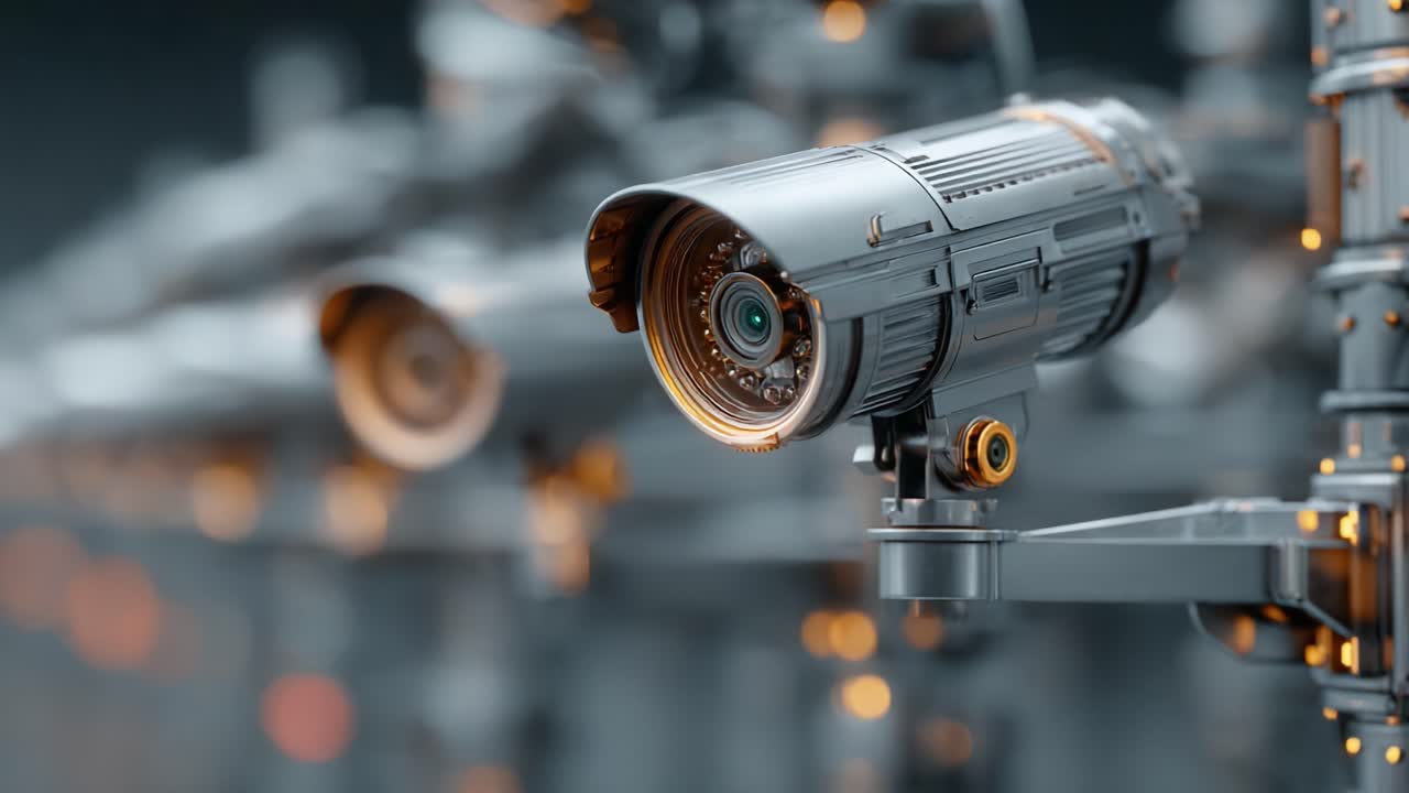 Telecamere di sorveglianza high-tech catturate in dettagli straordinari, che evidenziano funzionalità avanzate e design elegante per soluzioni di sicurezza moderne