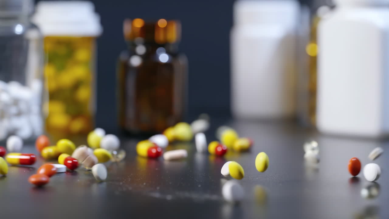 Medicine dietary supplements and vitamins in various forms and sizes including capsules, tablets, pills, softgels, bottles, jars symbolizing modern health and wellness representing various treatments