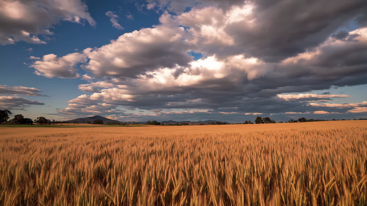 Golden Wheat Field Under Dramatic Sky