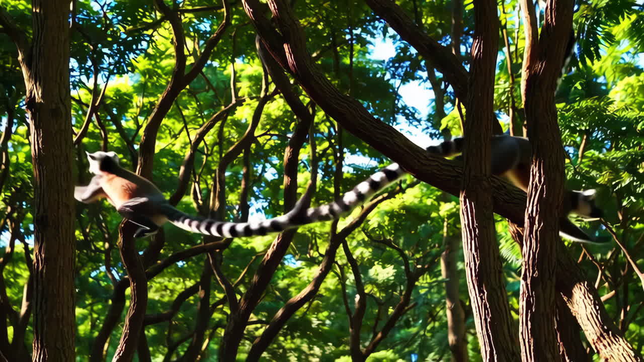 Lemurs in a Forest