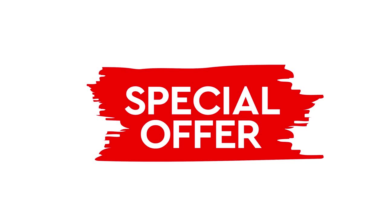 Special Offer grunge style red colored. Red brush. Discount label. Motion graphics.