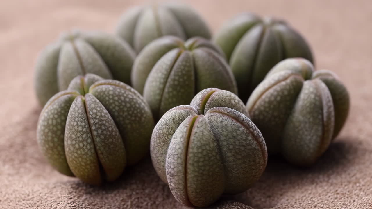 Close-up of Small Green Cacti or Succulents