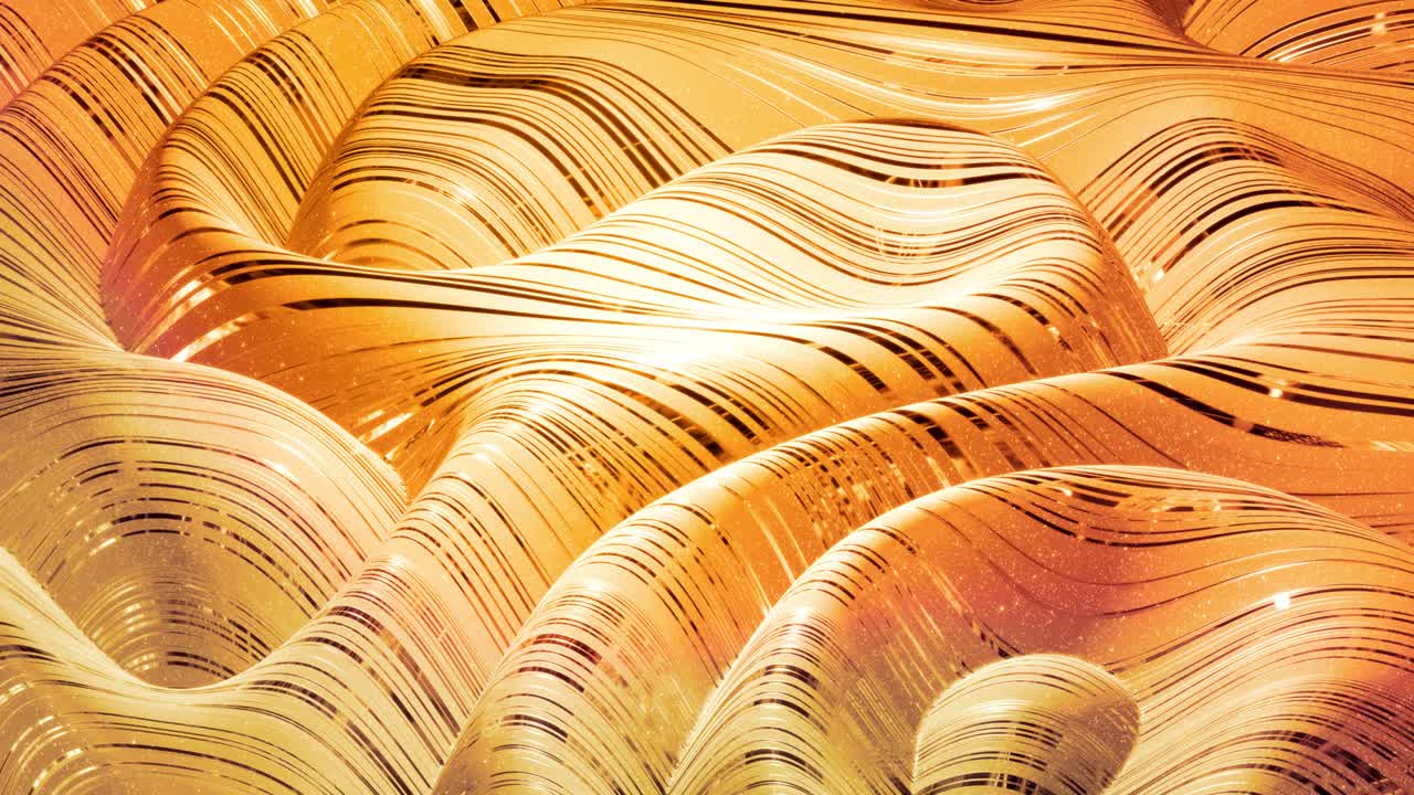 цикл абстрактный фон с волнистым сверкающим золотым жидким рисунком на блестящей глянцевой поверхности. вязкая желтая жидкость, похожая на поверхность золотой фольги или блестящего стекла. красивый творческий праздничный фон.