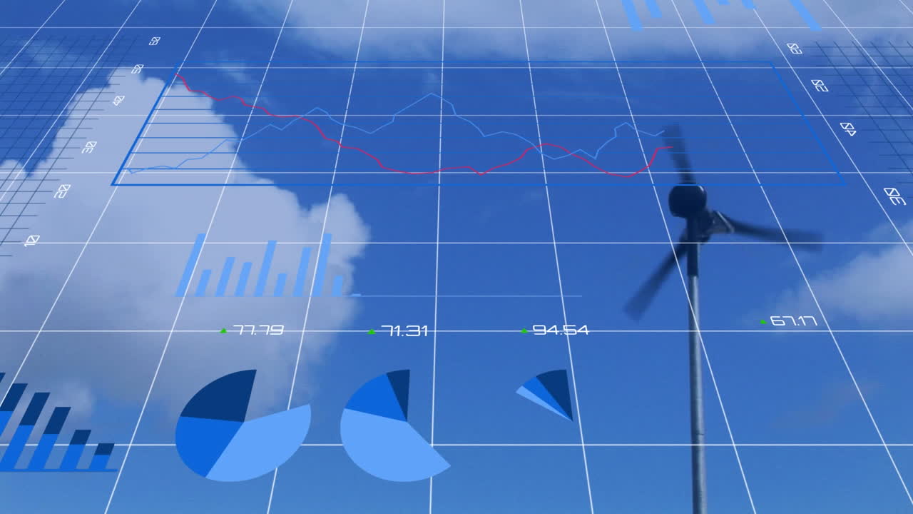 Animatie van gegevensverwerking via windturbine