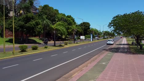 driving through the streets of posadas on the bank of the parana river