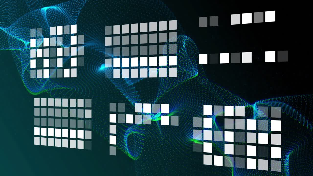 검은 바탕에 파도에 따라 변하는 빛의 애니메이션