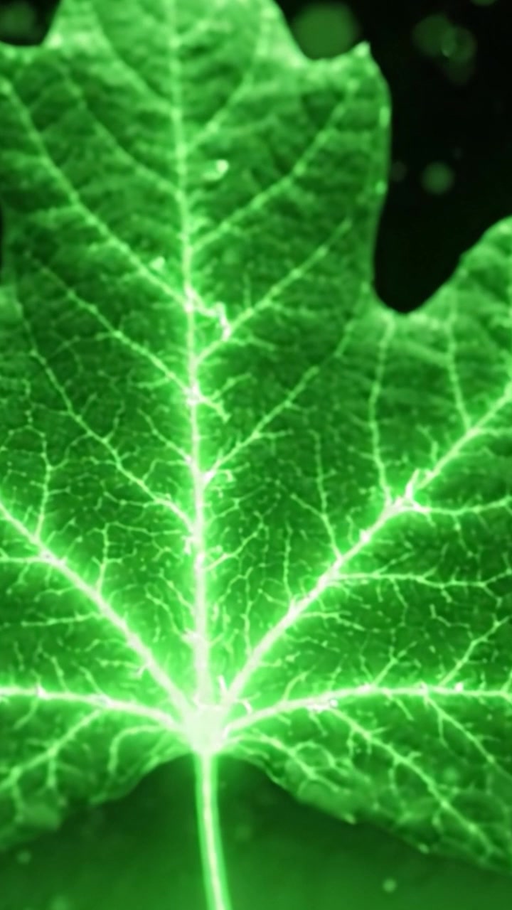 Cautivadora exhibición de hojas verdes: Una exploración de cerca de la belleza de la naturaleza con detalles intrincados y un suave efecto de brillo que realza los colores vibrantes.