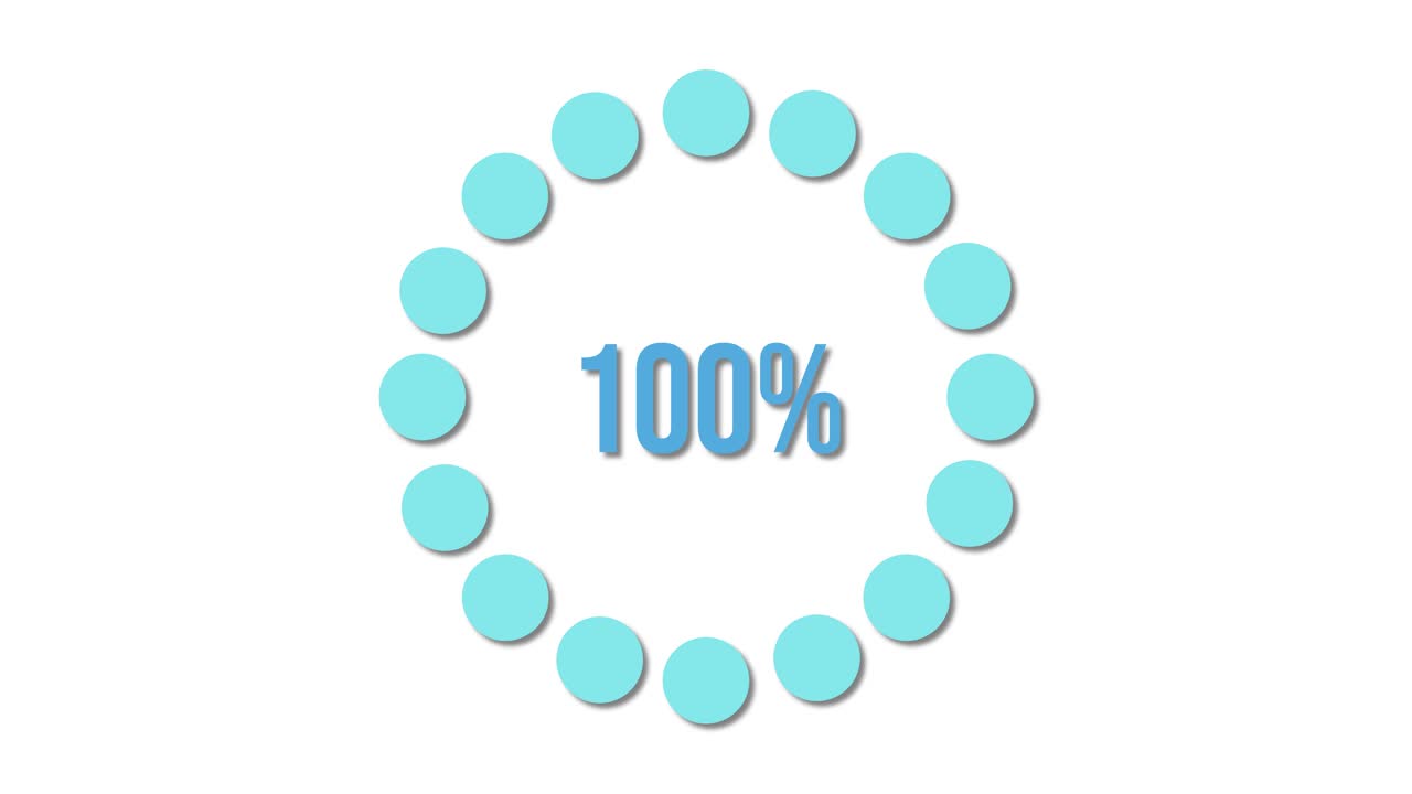 Circular progress animation with increasing percentages, featuring smooth transitions and a clean, minimalist design on a white background