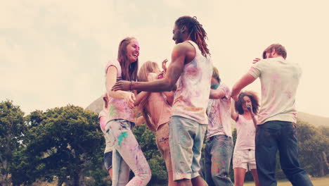 friends having fun with powder paint