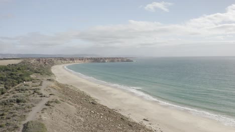 Drone-video-of-cliffs-along-Maslin-Beach,-South-Australia