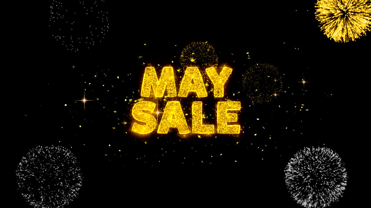 판매 텍스트는 반이는 황금 입자 불꽃놀이에 나타납니다.